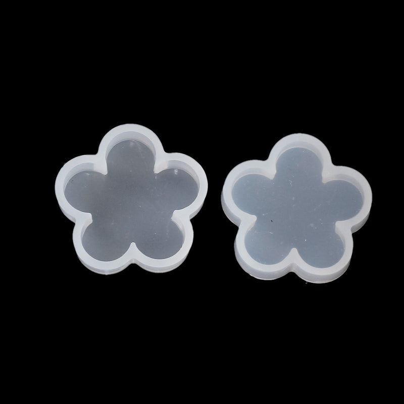 2 RESIN Flower MOLDS, Silicone Mold to make flower 30mm (1-3/16") charm pendants or cabochons reusable, tol0722