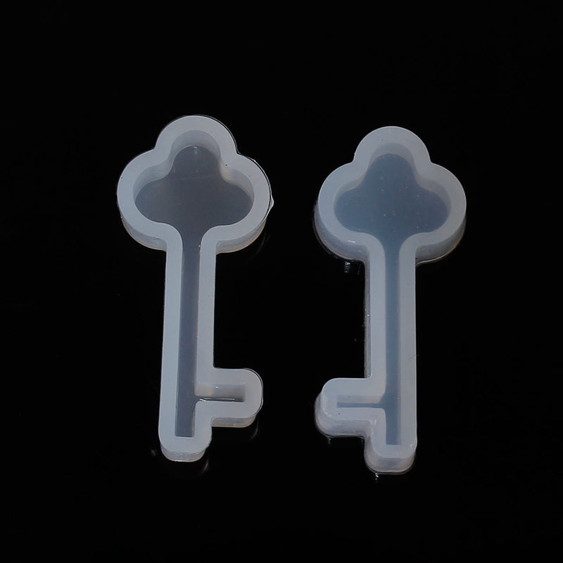 2 RESIN KEY Molds, Silicone Mold to make key 35x13mm (1-3/8" x 1/2") charm pendants or cabochons soap mold, clay mold, reusable,  tol0724