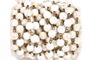 13 feet WHITE Howlite Rosary Chain, bronze links, 8mm round stone beads, fch0613b