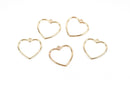 5 Gold Plated HEART Charms, Open Wire Heart Charms, 25mm, chs2951
