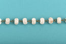 13 feet (4.33 yards) WHITE Howlite Rosary Chain, bronze wire links, 10mm RONDELLE stone bead chain, fch0622b