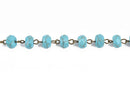 3 feet (1 yard) TURQUOISE BLUE Howlite Rosary Chain, bronze wire links, 10mm RONDELLE stone bead chain, fch0623a