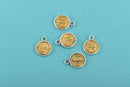 5 Religious Medal Charms, Gold and Silver Relic Charm Pendants, double sided Patron Saint charms, 19x14mm, chs2965