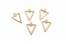 5 Gold Plated TRIANGLE Charms, 2-Hole Connector Links, Open Wire Charms, 24x17mm, chs2975