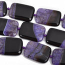 40mm PURPLE and BLACK AGATE Rectangle Gemstone Beads, Geode Gemstone Beads, 9 beads, gag0297