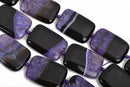 40mm PURPLE and BLACK AGATE Rectangle Gemstone Beads, Geode Gemstone Beads, 9 beads, gag0297