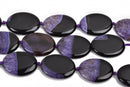 40x30mm PURPLE and BLACK AGATE Oval Gemstone Beads, Geode Gemstone Beads, 9 beads, gag0298