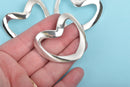 2 Large Silver Sideways HEART Connector Links, 50x44mm, (2" wide) chs2829