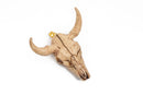 BULL LONGHORN Skull Pendant Bead, Resin Molded with gold pendant bail, 2" wide cho0188