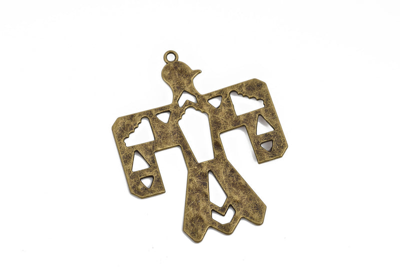 2 Bronze THUNDERBIRD Pendants, Southwest Style Pendant Charms, 2.5" long chb0502