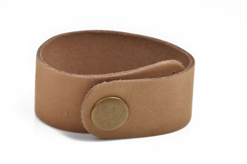 3 TAN LEATHER CUFF Bracelet Blanks, 1" wide Brown Leather Cuff Bracelets, 3 leather bracelet cuffs, brass snaps, Lth0014