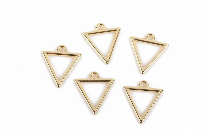 5 Gold Plated TRIANGLE Charms, Open Wire Triangle Charms, 18x16mm, chs2976