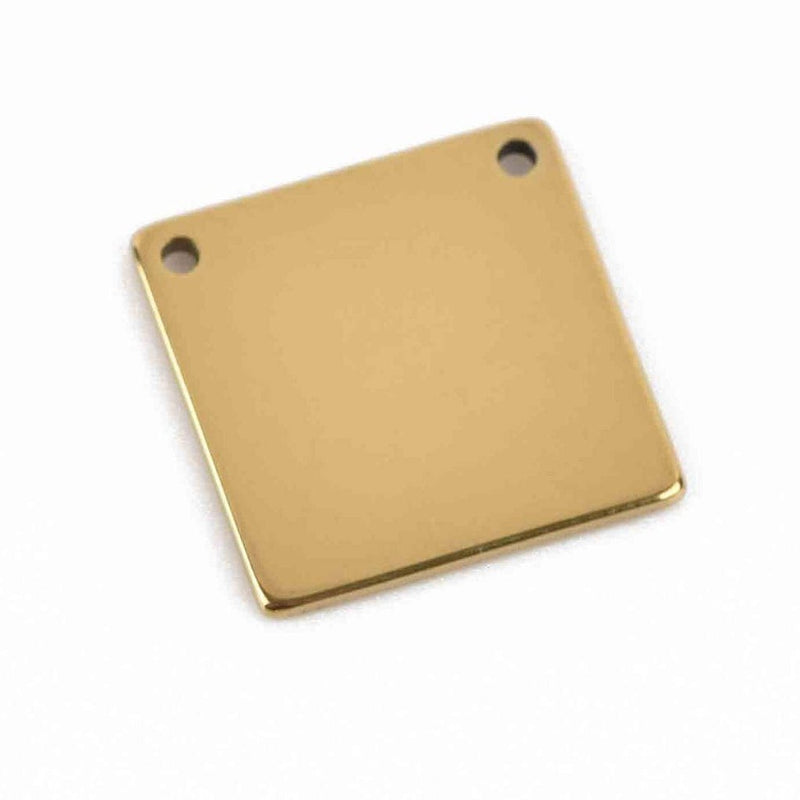 5 GOLD Stainless Steel Metal Stamping Blanks Charms ( 15mm, 5/8" ), SQUARE Tags, 17 gauge, msb0439