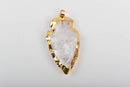 QUARTZ ARROWHEAD Pendant, Gold Bezel, Gold Brass Bail, Natural Gemstone Arrow Head, 1-1/2" long cgm0060