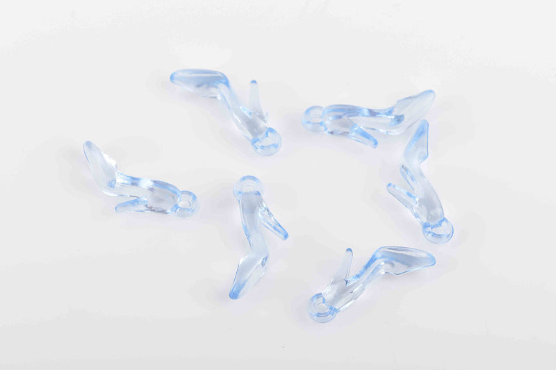 30 Blue HIGH HEEL Shoe Charms, Transparent Acrylic Cinderella Shoe Charms, 25mm (1") chs2991