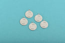 10 Alkeme™ Border Circle Disc Charm, silver metal stamping blanks with top loop, 13mm (1/2") 18 gauge, msb0440