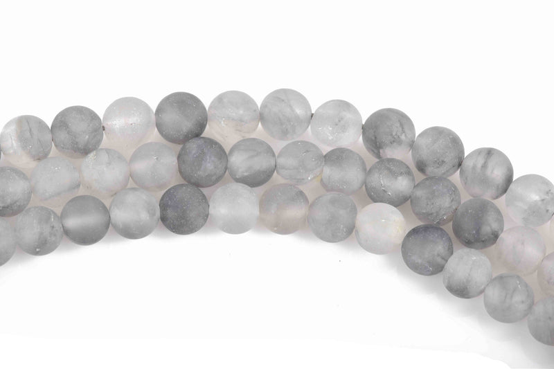 12mm GREY Frosted QUARTZ Round Beads, Matte Natural Gemstone Beads, full strand, about 32 beads, gag0318