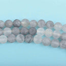 8mm GREY Frosted QUARTZ Round Beads, Matte Natural Gemstone Beads, full strand, about 50 beads, gag0319