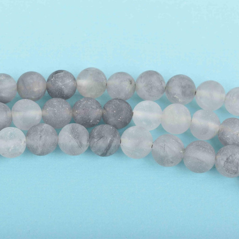 8mm GREY Frosted QUARTZ Round Beads, Matte Natural Gemstone Beads, full strand, about 50 beads, gag0319