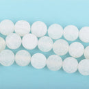 6mm WHITE Frosted AGATE Round Beads, Matte Natural Gemstone, crackle agate, full strand, about 65 beads, gag0321