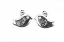 Monogram Y Silver plated BIRD lower case letter charm, personalized alphabet monogram, double sided charm, 16x12mm, chs2515