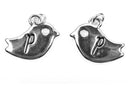 Monogram P Silver plated BIRD lower case letter charm, personalized alphabet monogram, double sided charm, 16x12mm, chs2509