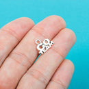 10 Silver Metal Stamped Word GO TEAM Tag Charm Pendants . chs0356