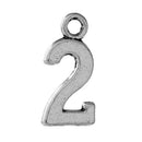 6 Silver Plated Number 2 (two) Charms, 15mm tall, about 5/8" chs2282