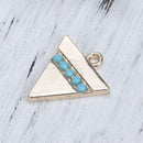 5 Gold-Plated Geometric Triangle Charm Pendants with faux turquoise rhinestones, 17x16mm, chg0546