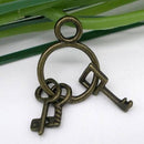 10 Small Antiqued Bronze Metal KEY Dangle Charms, moveable CHB0059