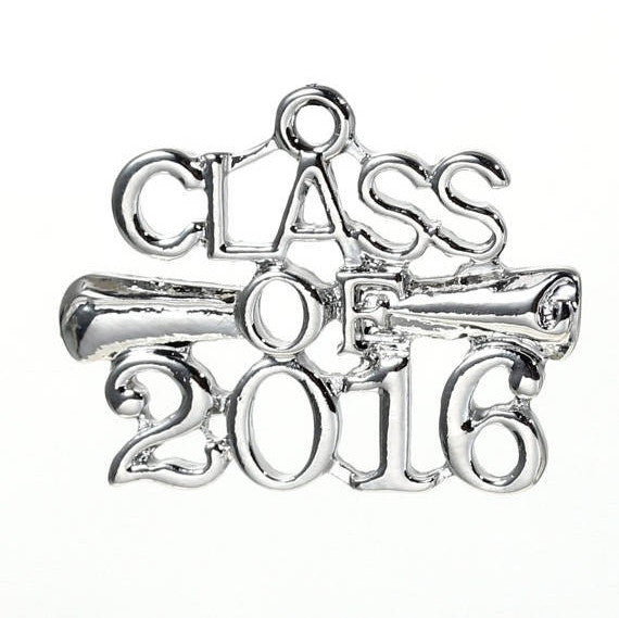 5 2016 Graduation Cap Charm Pendants, 2016 graduation charm, diploma, 26x20mm, chs2394