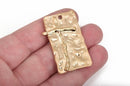 2 Large CROSS Charm Pendants, light gold base with soldered cross, rustic hammered metal, 42x26mm, chg0437