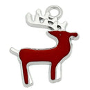 2 Silver Enamel RED REINDEER Christmas Charms Pendants che0204
