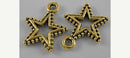 10 Antique Gold Pewter STAR Charm Pendants  17x15mm  chg0074