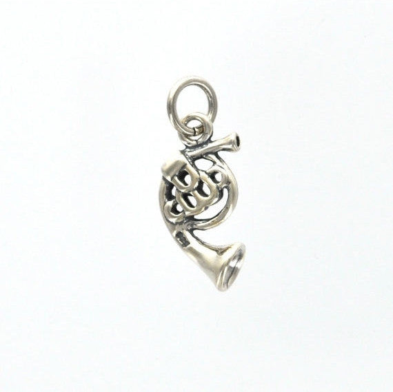 Sterling Silver Small FRENCH HORN Charm Pendant pms0380