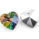 10 HEART CRYSTAL Glass Drop Charm Pendants, mystic rainbow color 14mm, Cho0113