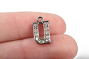 4 Letter U Monogram Initial Letter Charms, Rhinestones embedded in silver metal, 15mm (5/8") - chs2644