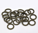 80 Antique Bronze Tone Metal Round ROPE RING Connectors 13mm (1/2" long) Chb0197b