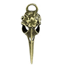 2 BIRD SKULL Head Charm Pendants, Bronze Tone Metal  chb0250