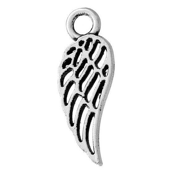 50 Filigree wing charms pendants, antique silver charms, bulk package, chs2251b