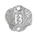 5 Silver letter B connector Charms, Monogram B Charms, Alphabet, hammered metal, 1/2" diameter domed connector links, findings, chs2382