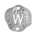 5 Silver letter W connector Charms, Monogram W Charms, Alphabet, hammered metal, 1/2" diameter, domed connector links, findings, chs2374