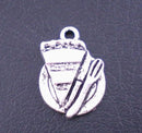 10 PIE Dessert Cake Charm Pendants, silver tone metal, plate and fork, foodie charms, chs1520