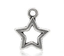 10 Antique Tibetan Style Silver Metal OPEN STAR Charm Pendants 15mm x 12mm  chs0771a
