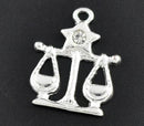 5 Bright Silver Plated LIBRA Zodiac CharmS with Rhinestone  Chs1689