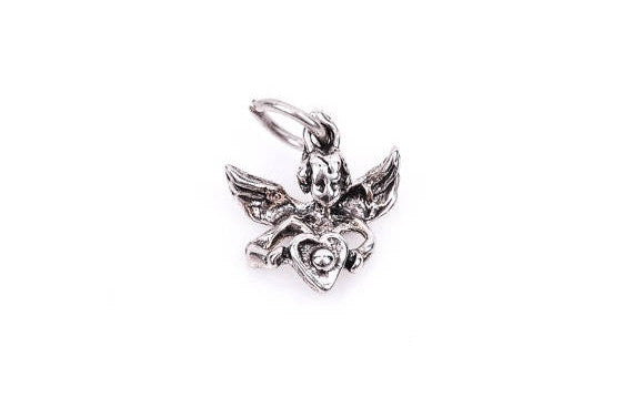 CUPID HEART Valentine's Day Sterling Silver Charm Pendant, pms0029