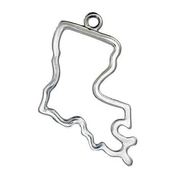 5 Silver LOUISIANA Charm Pendants, Outline State Travel Charm Pendants, 32x31mm, chs2487