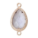2 Rose Gold Geometric TEARDROP Connector Links, Light Smoke Grey chg0153