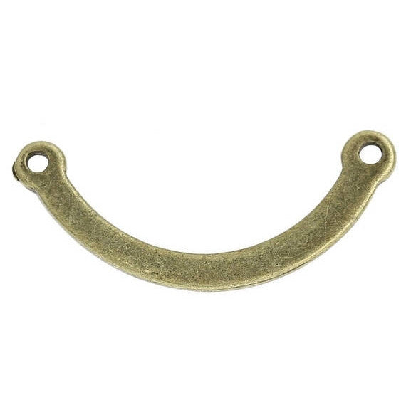 10 Bronze Curved Crescent Moon Shape Connector Link Charms, 32x14mm, chb0487