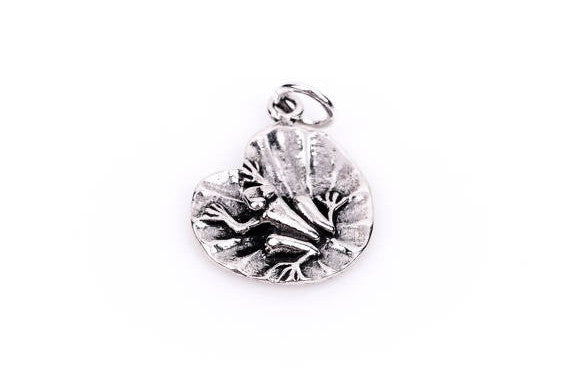 FROG on LILYPAD Sterling Silver Charm Pendant,  pms0075